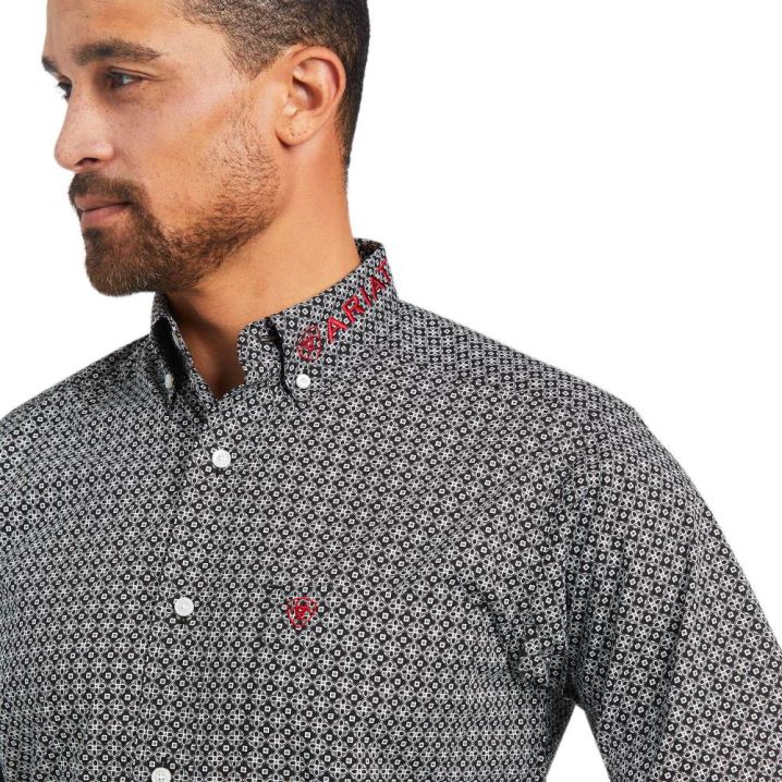 Ariat Team Russ Fitted Shirt Črne | 74sqvtl1