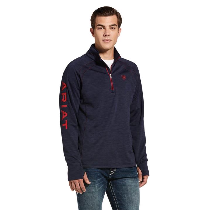 Ariat Tek Team 1/2 Zip Sweatshirt Temno Modre | imJUn8Q0