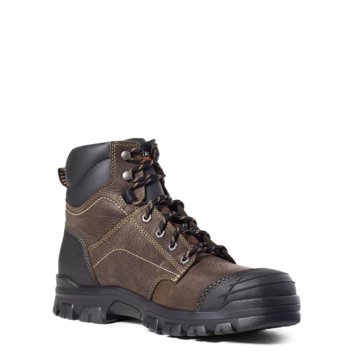 Ariat Treadfast 6" Waterproof Steel Toe Work Boot Temno Rjave | rLk7fBCV