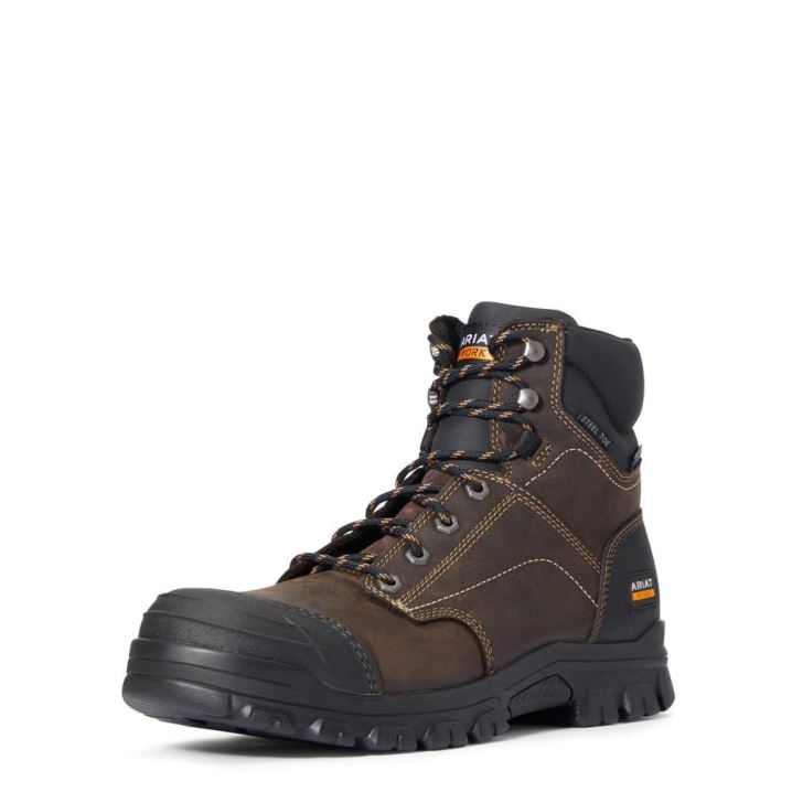 Ariat Treadfast 6" Waterproof Steel Toe Work Boot Temno Rjave | rLk7fBCV