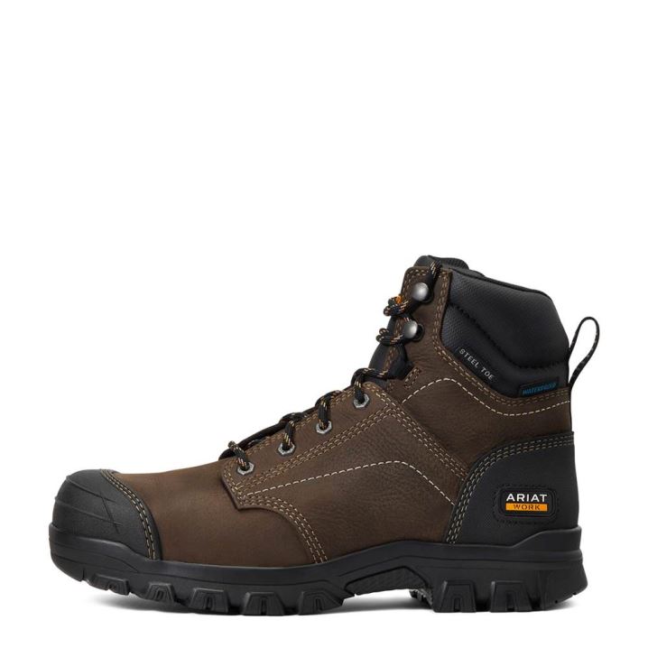 Ariat Treadfast 6" Waterproof Steel Toe Work Boot Temno Rjave | uZVaRFjJ