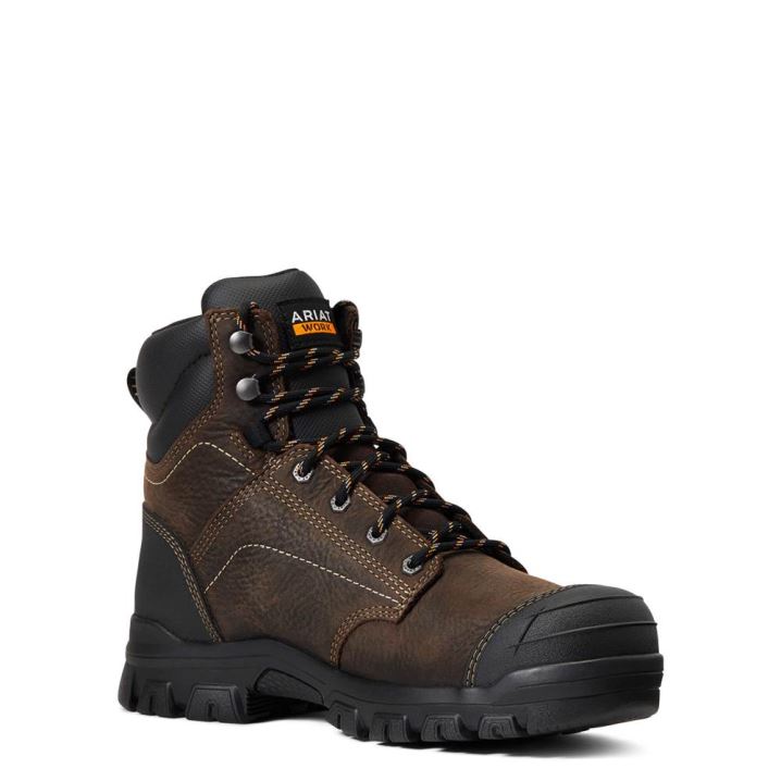 Ariat Treadfast 6" Waterproof Steel Toe Work Boot Temno Rjave | uZVaRFjJ