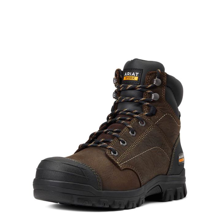 Ariat Treadfast 6" Waterproof Steel Toe Work Boot Temno Rjave | uZVaRFjJ