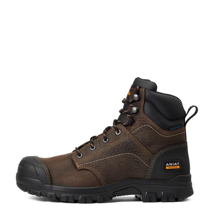 Ariat Treadfast 6" Waterproof Work Boot Temno Rjave | hPz8taXj