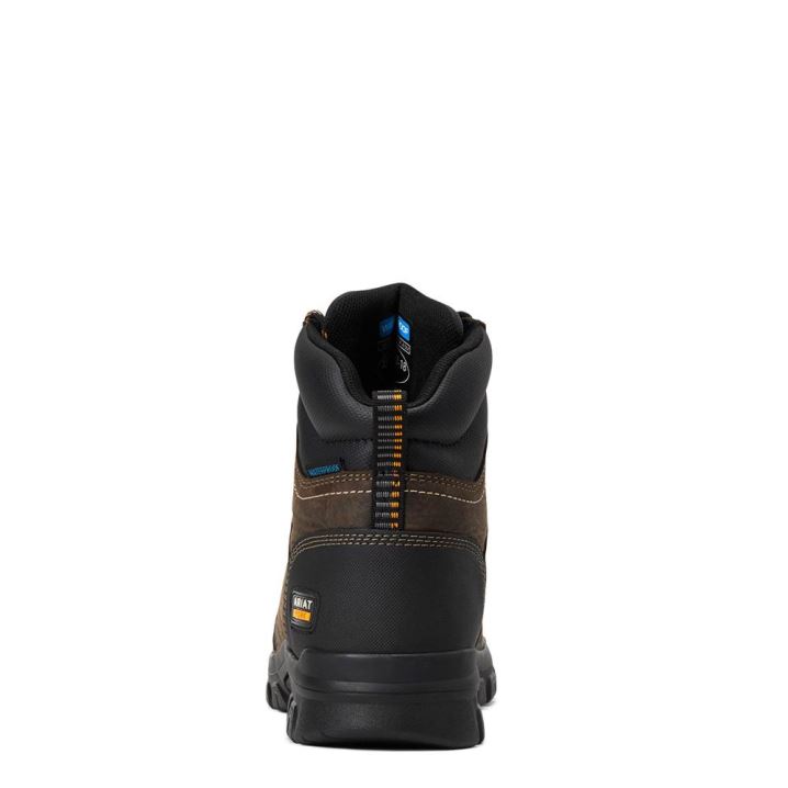 Ariat Treadfast 6" Waterproof Work Boot Temno Rjave | hPz8taXj