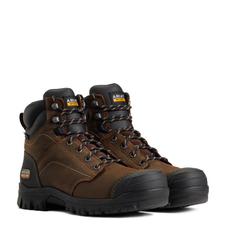 Ariat Treadfast 6" Waterproof Work Boot Temno Rjave | hPz8taXj