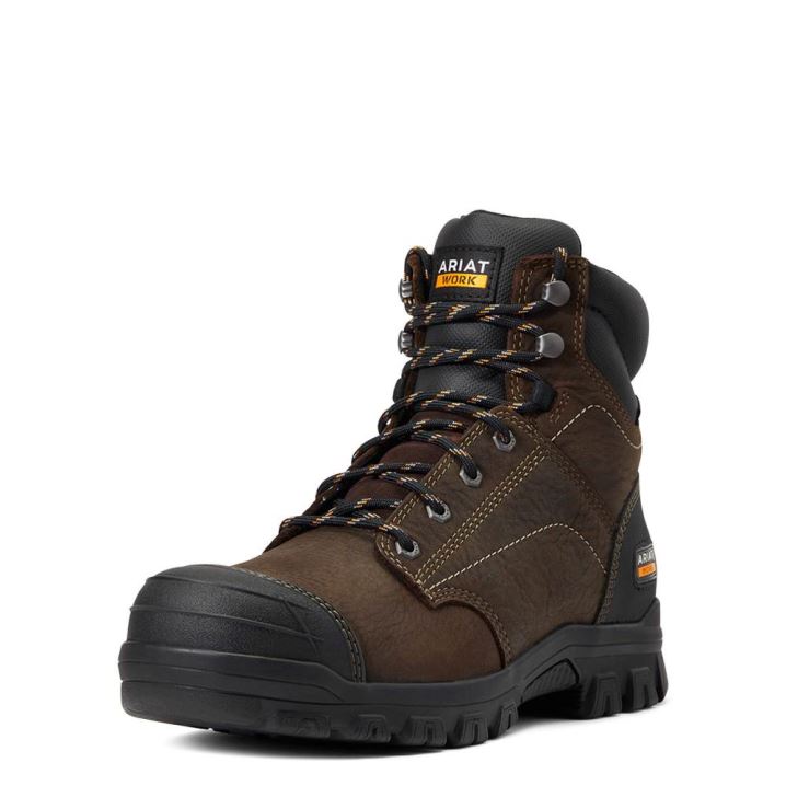 Ariat Treadfast 6" Waterproof Work Boot Temno Rjave | hPz8taXj