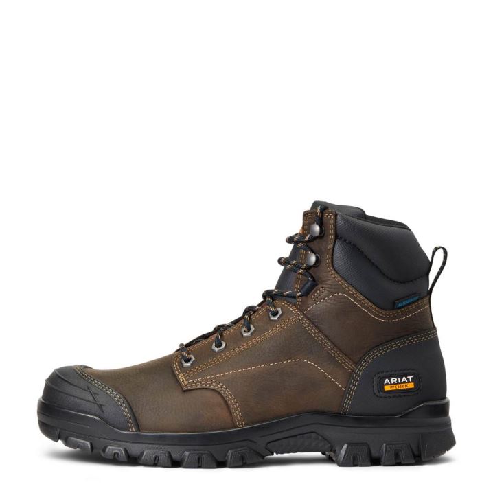 Ariat Treadfast 6" Waterproof Work Boot Temno Rjave | rzI0LqV1