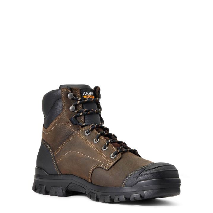 Ariat Treadfast 6" Waterproof Work Boot Temno Rjave | rzI0LqV1