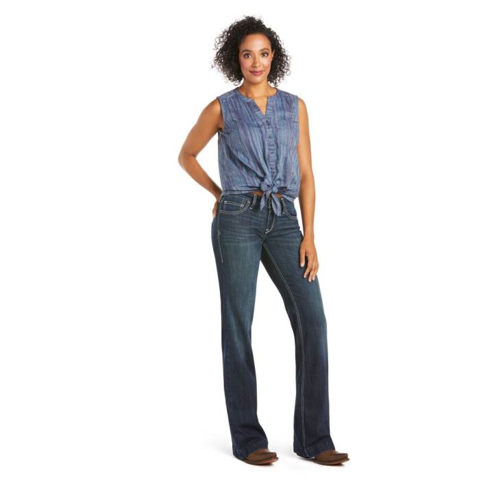 Ariat Trouser Mid Rise Isabel Wide Leg Jean Temno | 0FMTaxgU