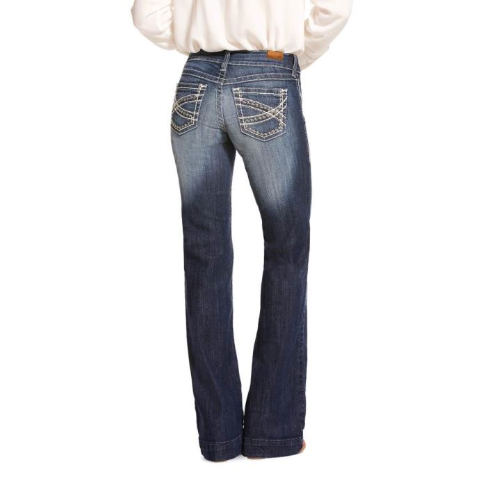 Ariat Trouser Mid Rise Stretch Entwined Wide Leg Jean Marine | 19W7rz7d