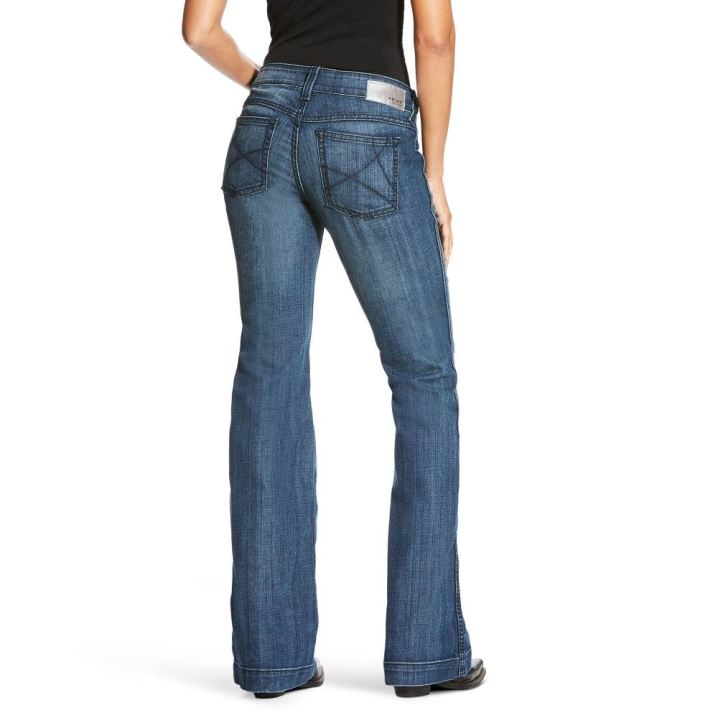 Ariat Trouser Mid Rise Stretch Outseam Ella Wide Leg Jean Modre | juQrdmYN