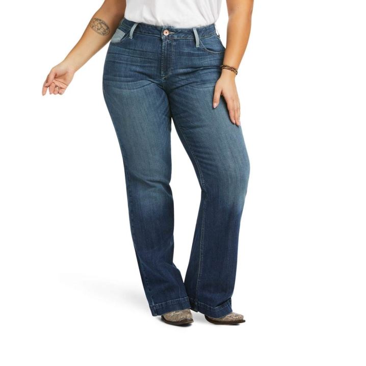 Ariat Trouser Perfect Rise Angela Wide Leg Jean Modre | 7pbwsrI6