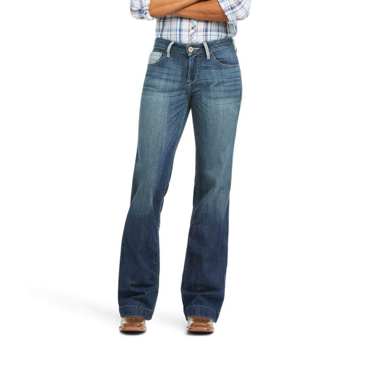 Ariat Trouser Perfect Rise Angela Wide Leg Jean Modre | 7pbwsrI6