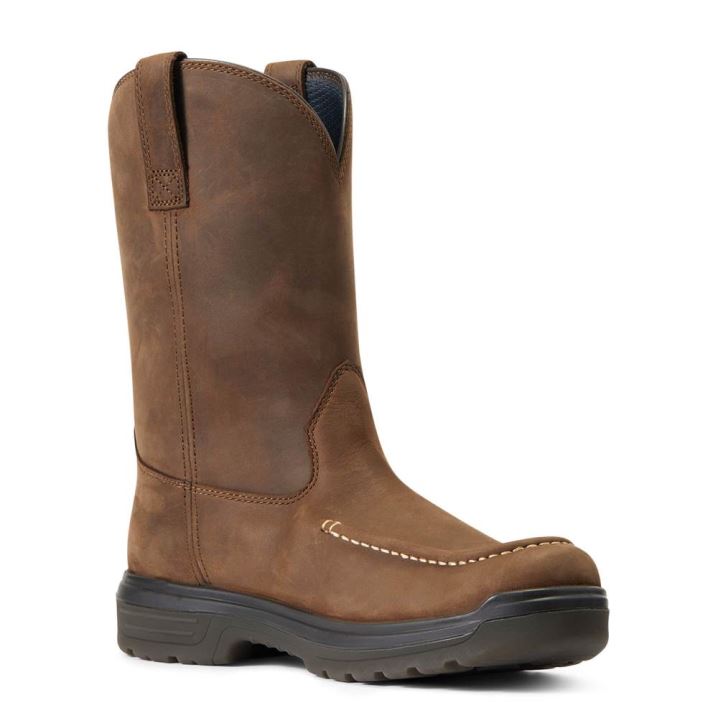 Ariat Turbo Moc Toe Waterproof Work Boot Mocha | UZIVVFXM