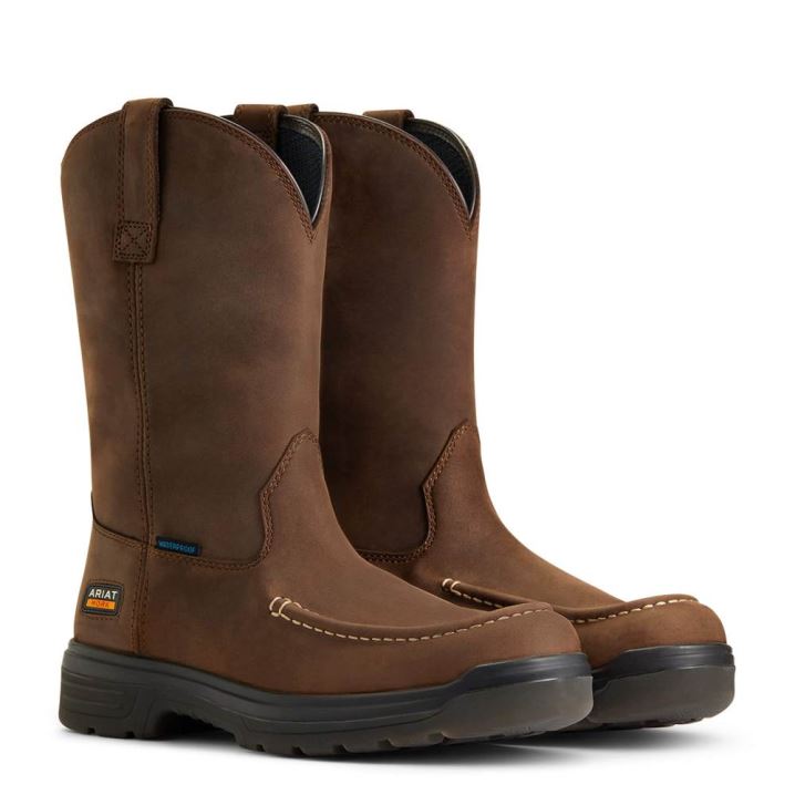 Ariat Turbo Moc Toe Waterproof Work Boot Mocha | UZIVVFXM