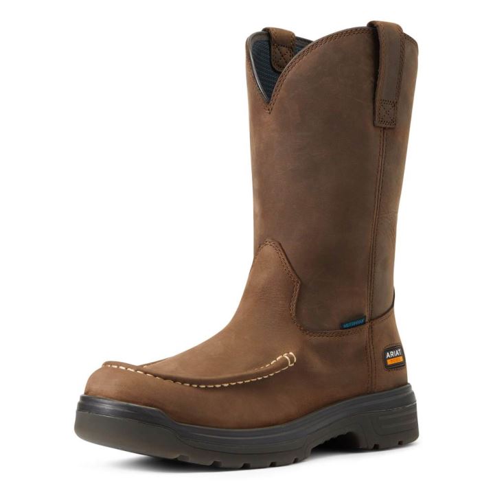 Ariat Turbo Moc Toe Waterproof Work Boot Mocha | UZIVVFXM