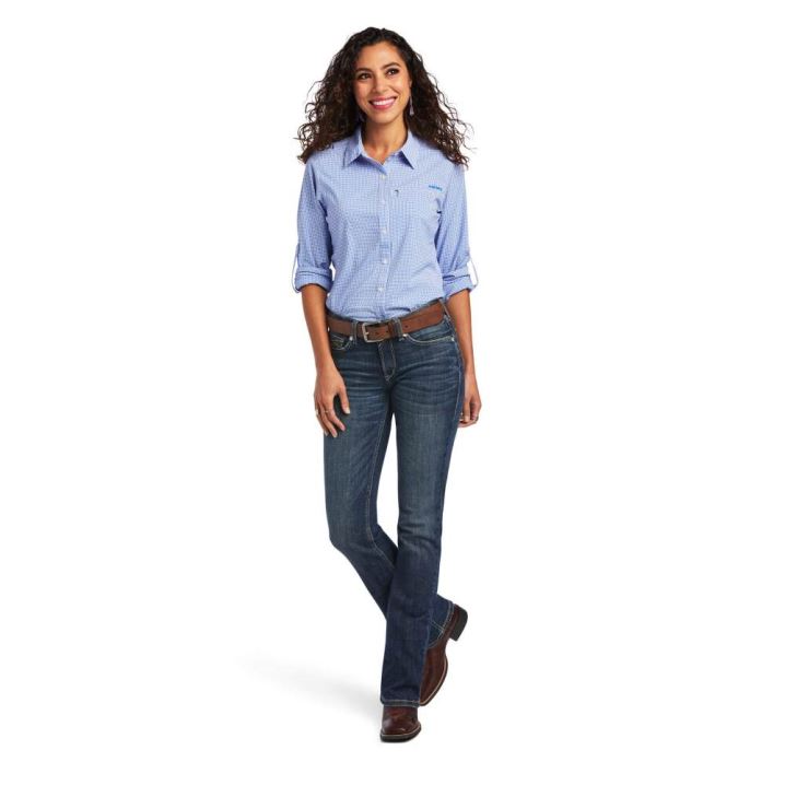 Ariat VentTEK Stretch Shirt Bele Modre | JOU5Emvk