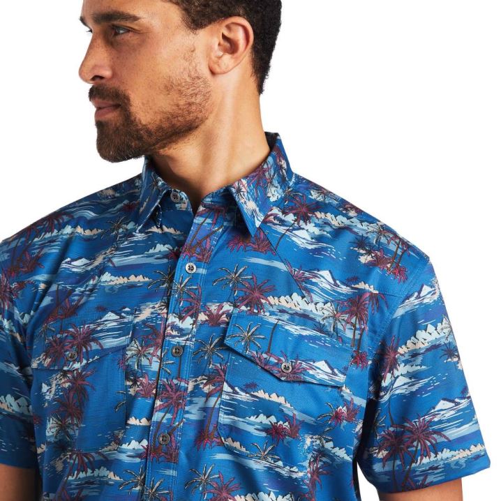 Ariat VentTEK Western Fitted Shirt Island Print | OluEehdx