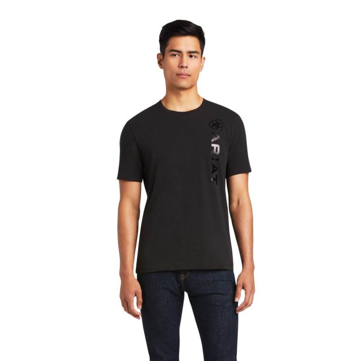 Ariat Vertical Logo T-Shirt Črne | s9l8DKWv