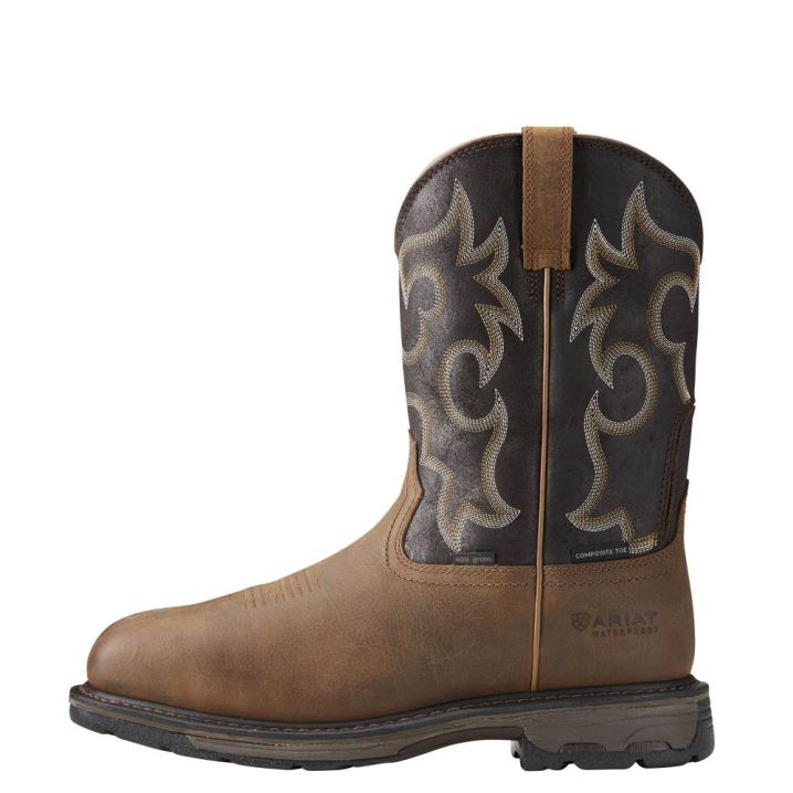 Ariat WorkHog Wide Square Toe 400g Waterproof 400g Composite Toe Work Boot Rjave | BTmWOARJ