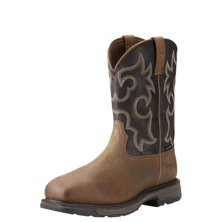 Ariat WorkHog Wide Square Toe 400g Waterproof 400g Composite Toe Work Boot Rjave | BTmWOARJ