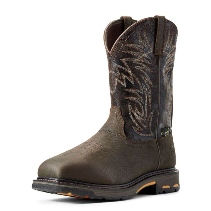 Ariat WorkHog Wide Square Toe MetGuard Waterproof MetGuard Composite Toe Work Boot Rjave | EUrg4393