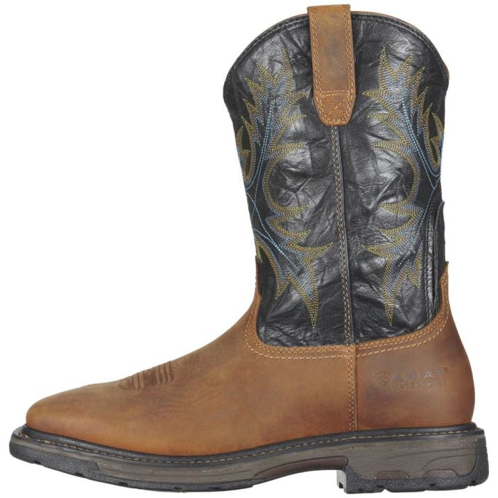 Ariat WorkHog Wide Square Toe Waterproof Steel Toe Work Boot Aged Bark | uEPcNSdr