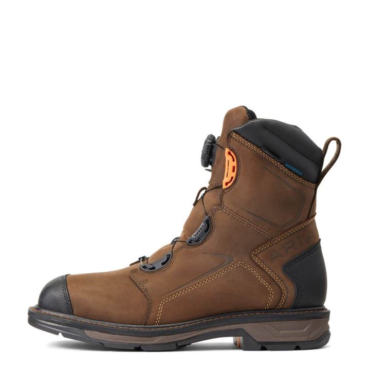 Ariat WorkHog XT 8" BOA Waterproof Carbon Toe Work Boot Čokolade Rjave | nE7m9oWu