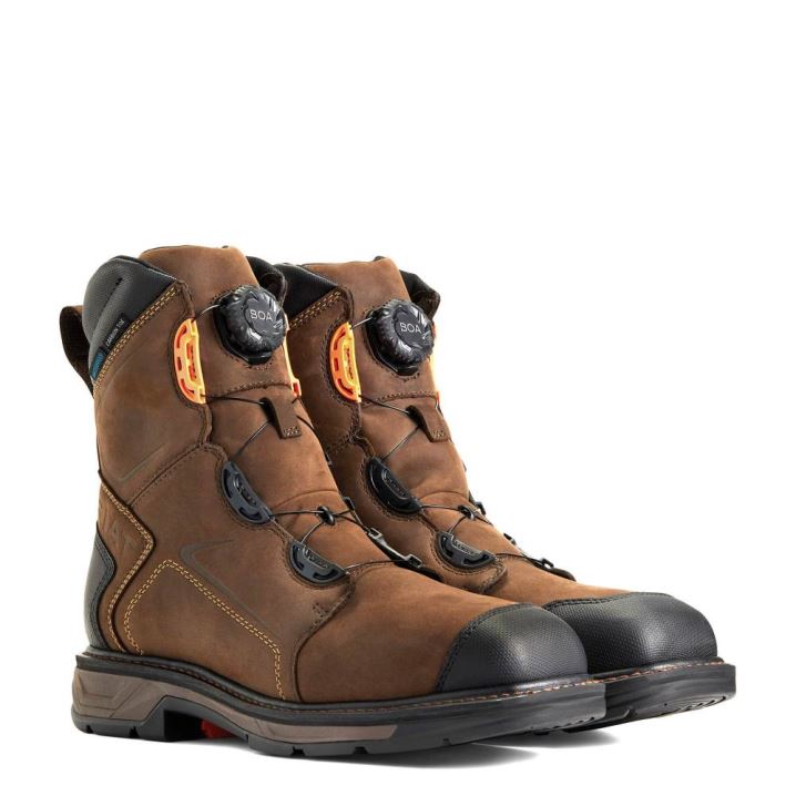 Ariat WorkHog XT 8" BOA Waterproof Carbon Toe Work Boot Čokolade Rjave | nE7m9oWu