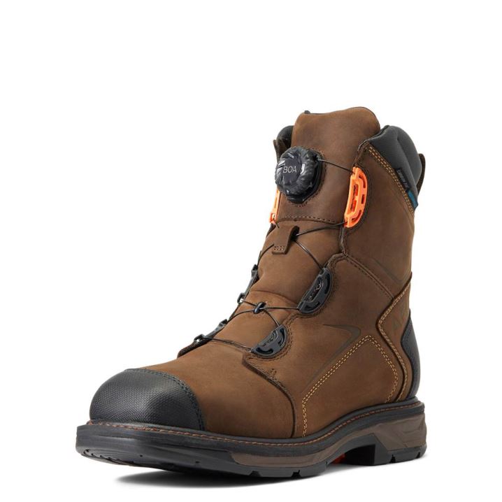 Ariat WorkHog XT 8" BOA Waterproof Carbon Toe Work Boot Čokolade Rjave | nE7m9oWu