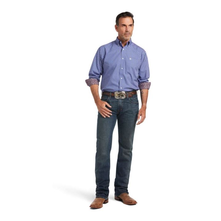 Ariat Wrinkle Free Cairo Classic Fit Shirt Modre | Dufj6Ij4