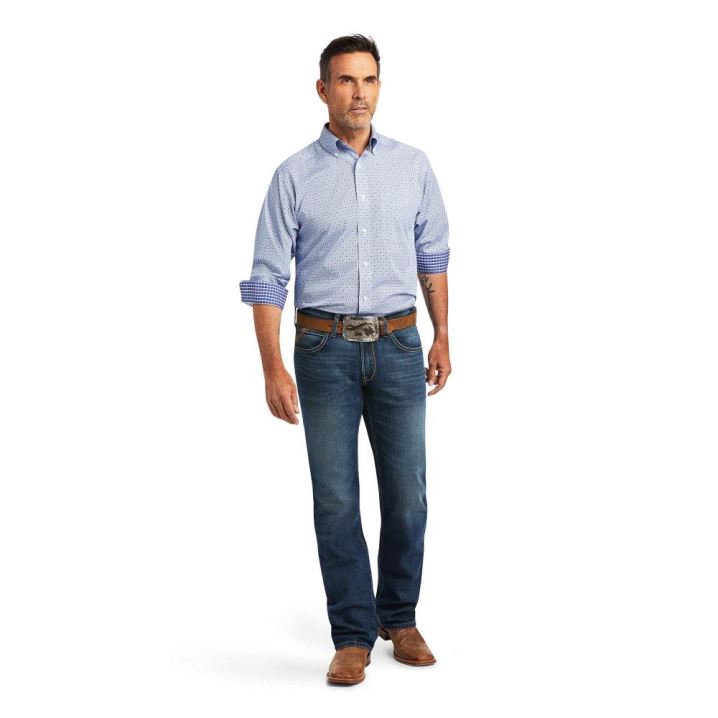 Ariat Wrinkle Free Caysen Classic Fit Shirt Modre | yVPiooJo