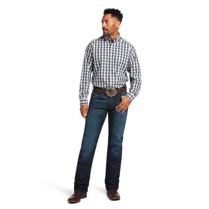 Ariat Wrinkle Free Dereck Classic Fit Shirt Modre | r4APUzcZ