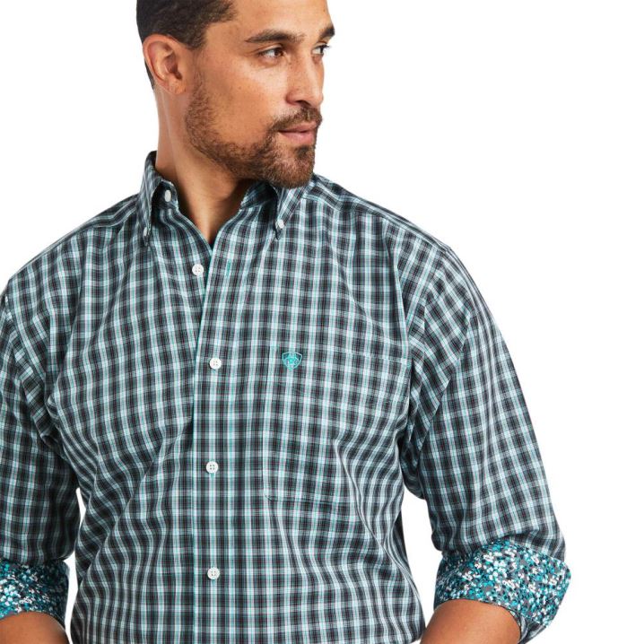 Ariat Wrinkle Free Houston Fitted Shirt Bachelor Button | l3Ak9nX5